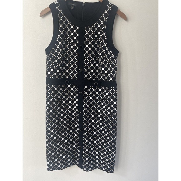 Talbots Dresses & Skirts - Talbots Womens Black White Patterned Sheath Dress MIDI Size 10P Sleeveless